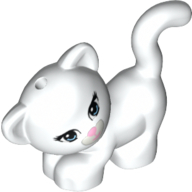 Animal, Cat, Standing, Looking Left with Light Blue Eyes, Dark Pink Nose and Mouth Print Weiß