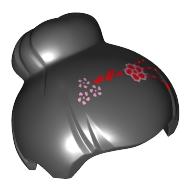 Hair Top Knot Bun with Flowers Print Schwarz
