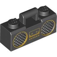 Equipment Radio / Boom Box with Handle and Gold Trim Print Schwarz