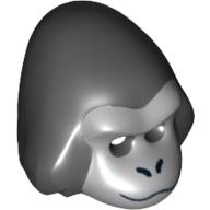 Costume / Mask, Gorilla with Light Bluish Gray Face Print Schwarz