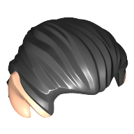 Hair Swept Back with Pointy Ears Light Nougat Print Schwarz