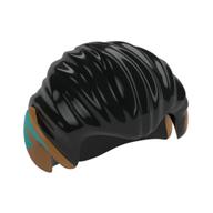 Hair Swept Back with Pointy Ears Medium Nougat, Dark Turquoise Tips Print Schwarz