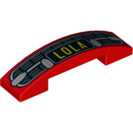 Brick Curved 4 × 1 Double, No Studs with Silver Car Grill and Bumper and Yellow 'LOLA' License Plate Print Rot