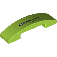 Brick Curved 4 × 1 Double with No Studs and Mouth Slightly Open Print Limette