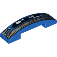 Brick Curved 4 × 1 Double with No Studs and Bumper, Mouth, and Damaged Teeth Print Blue