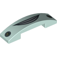 Brick Curved 4 × 1 Double with No Studs and Lips and Round Headlights Print (Flo) Light Aqua