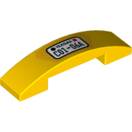Brick Curved 4 × 1 Double with No Studs and License / Number Plate 'C01-06A' Print Yellow