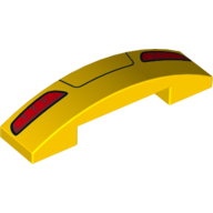 Brick Curved 4 × 1 Double with No Studs and Taillights print Yellow