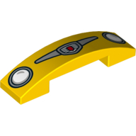 Brick Curved 4 × 1 Double with No Studs and Headlights and Logo Print (Cars Luigi) Yellow