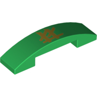 Brick Curved 4 × 1 Double with No Studs and Asian Symbol print Green