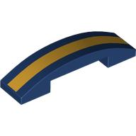 Brick Curved 4 × 1 Double with No Studs and Gold Stripe print Dark Blue