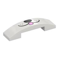 Brick Curved 4 × 1 Double with No Studs with Black Dog Face, Tongue print White