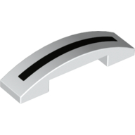 Brick Curved 4 × 1 Double with No Studs and Black Stripe print White