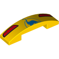 Brick Curved 4 × 1 Double with No Studs and Dinosaur Taillights Bumper print Yellow