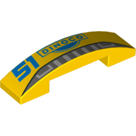 Brick Curved 4 × 1 Double with No Studs and '51', 'Dinoco' Bumper Print Yellow
