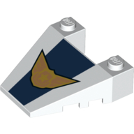 Brick Wedged, Sloped 4 × 4 Taper, with Stud Notches with Sky Police Logo print White