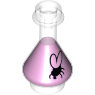 Equipment Bottle / Erlenmeyer Flask with Magenta Fluid Pattern and Black Fly Print Trans-Clear