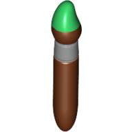 Equipment Paint Brush with Silver Ring and Green Tip Print Rotbraun