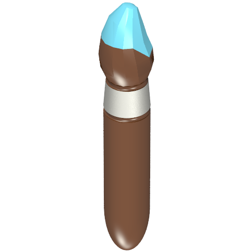 Equipment Paint Brush with Silver Ring and Medium Azure Tip Print Reddish Brown