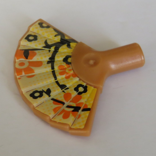 Equipment Hand Fan with Floral Pattern Print Medium Nougat