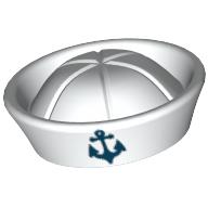 Hat Sailor with Anchor Print White