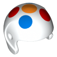Helmet, Sports with 5 Large Multi-Color Polka Dots Print Weiß