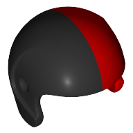 Helmet, Sports with Left Side Red, and Right Side Black Print Rot