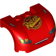 Vehicle Body, Wheel Arch / Mudguard 3 × 4 × 1 2/3 Curved with Front with Headlights, Open Mouth Grille, Lightning Bolts and 'Rust-eze' Print (8486) Rot
