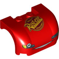 Vehicle Body, Wheel Arch / Mudguard 3 × 4 × 1 2/3 Curved with Front with Headlights, Grill and 'Rust-eze' Print [8487 / 8200] Red