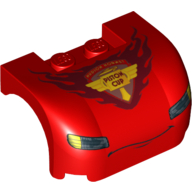 Vehicle Body, Wheel Arch / Mudguard 3 × 4 × 1 2/3 Curved Front with Headlights, Thin Smile and 'PISTON CUP' Print Rot