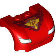 Vehicle Body, Wheel Arch / Mudguard 3 × 4 × 1 2/3 Curved with Front with Headlights, Thin Smile, Chin Dimple and 'PISTON CUP' Print Rot