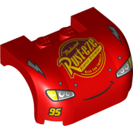 Vehicle Body, Wheel Arch / Mudguard 3 × 4 × 1 2/3 Curved with Front with Headlights, Grill and 'Rust-eze' Print (10730-1) Red