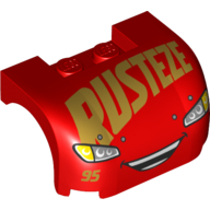 Vehicle Body, Wheel Arch / Mudguard 3 × 4 × 1 2/3 Curved with Front with Headlights, Grill and 'Rust-eze' Print Red