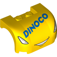 Vehicle Body, Wheel Arch / Mudguard 3 × 4 × 1 2/3 Curved with Front with Headlights, Smile, Dinoco Print (10745-1) Yellow