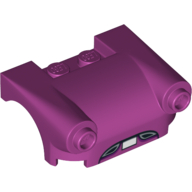 Vehicle Body, Wheel Arch / Mudguard 3 × 4 with Headlights, Flat Fenders and License Plate Print Magenta