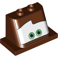Windscreen 2 × 3 × 2 with 2 × 4 Base with Green Eyes on White Background Right Brow Raised Print (Mater) Reddish Brown