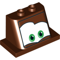 Windscreen 2 × 3 × 2 with 2 × 4 Base with Green Eyes on White Background, Right Brow Arched Print (Mater) Rotbraun