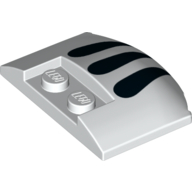 Brick Round 3 × 4 × 2/3 Triple Curved with 3 Black Eyelashes print White