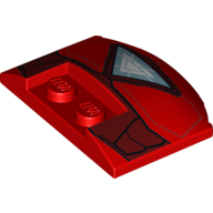 Brick Round 3 × 4 × 2/3 Triple Curved with 2 Sunk Studs with Iron Man Reactor print Red
