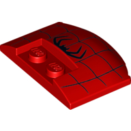 Brick Round 3 × 4 × 2/3 Triple Curved with 2 Sunk Studs with Black Spider, Webs print Red