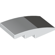 Brick Curved 4 × 2 No Studs with Light Bluish Grey Square print White