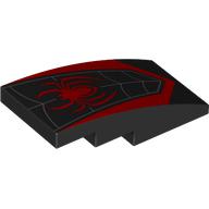 Brick Curved 4 × 2 No Studs with Spider Web, Red Spider-Man Logo print Schwarz
