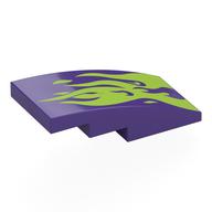 Brick Curved 4 × 2 No Studs with Lime Flames print Dark Purple