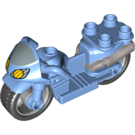 Duplo Motorcycle with Rubber Wheels, Windscreen and Headlights Print Medium Blue