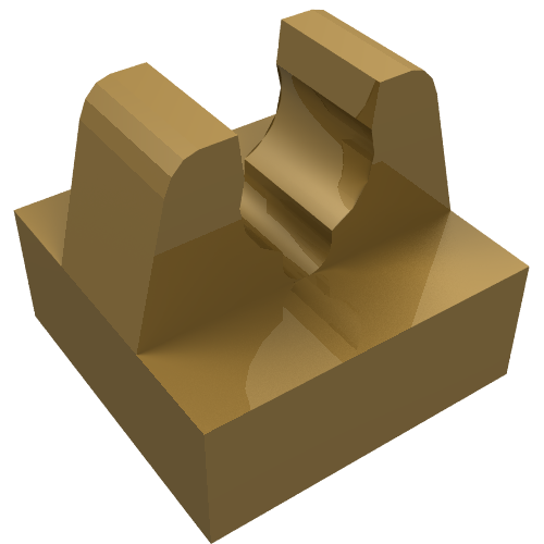 Tile Special 1 × 1 with Clip with Rounded Tips and Center Cut Perlgold