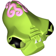 Minifig Head Special, Alien with 2 Fangs and Brain Tissue Print Limette