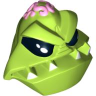 Minifig Head Special, Alien with 4 Fangs and Brain Tissue Print Limette