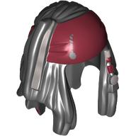 Hair Dreadlocks with Beads and Dark Red Bandana Print Schwarz