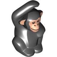Animal, Monkey / Ape, Chimpanzee with Light Nougat Face print Schwarz