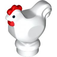 Animal, Chicken with Black Eyes and Red Comb Print Weiß